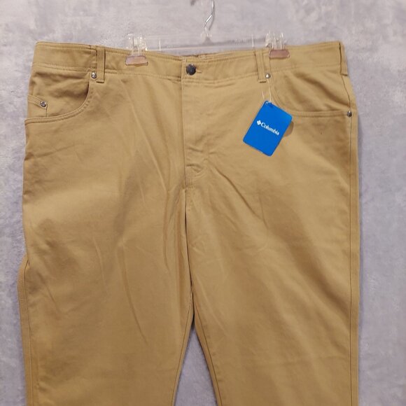 NWT Columbia pants Mens 44x32 Tan back zip pockets Slim stretch business casual - Picture 3 of 15